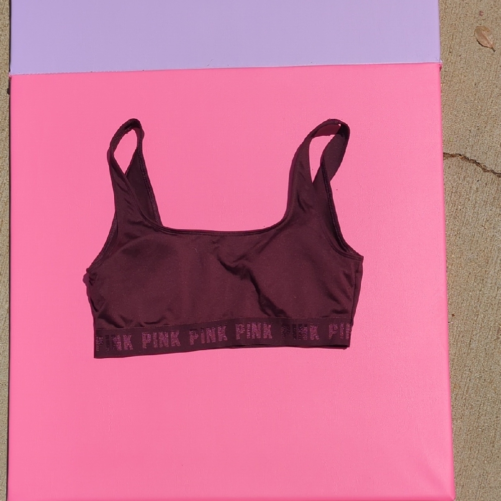 PINK Victoria's Secret Dark Maroon Sports Bra